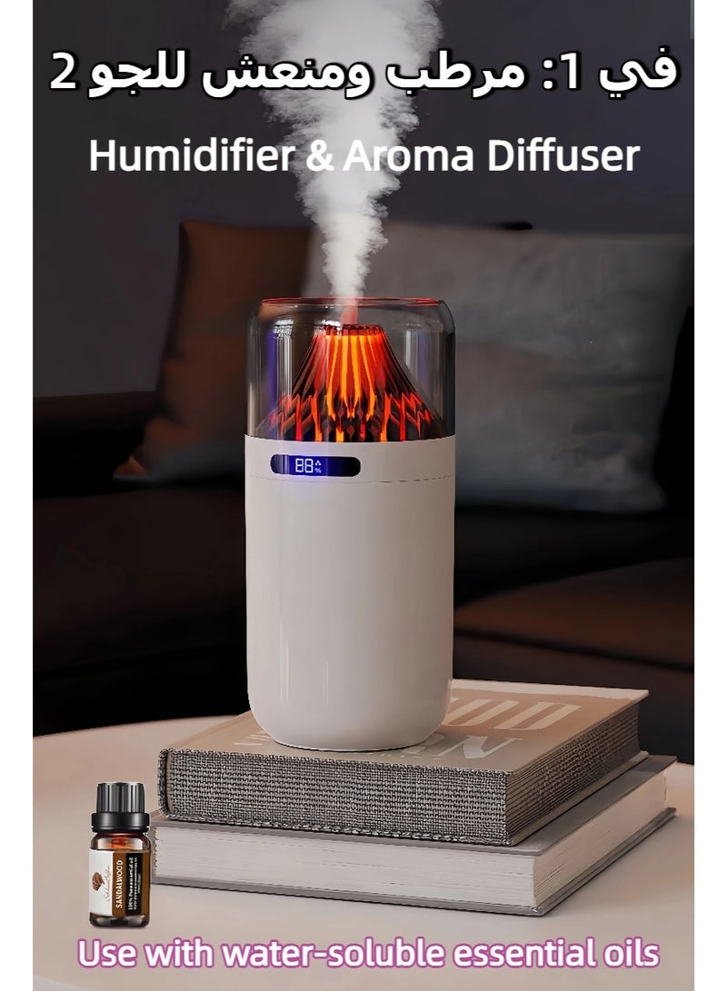 مرطب هواء برائحة الزيوت العطرية، 7 ألوان لهب، بدون ضوضاء، مناسب للمنزل والمكتب، ناشر للعلاج بالروائح العطرية، أبيض، جهاز ترطيب، ناشر عطر، مرطب هواء للسيارة، 360 مل - Image 3
