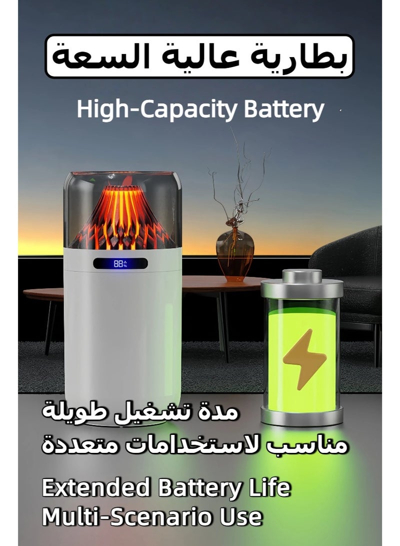 مرطب هواء برائحة الزيوت العطرية، 7 ألوان لهب، بدون ضوضاء، مناسب للمنزل والمكتب، ناشر للعلاج بالروائح العطرية، أبيض، جهاز ترطيب، ناشر عطر، مرطب هواء للسيارة، 360 مل - Image 4