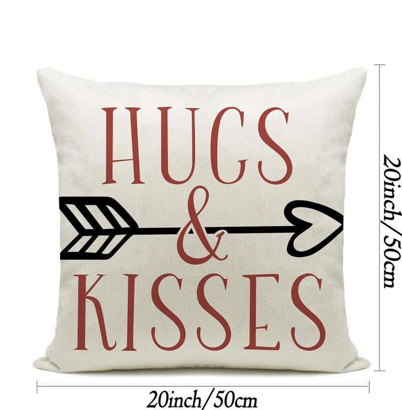 Hlonon Valentines Day Pillow Covers 20 x 20 Inches Set of 4 - Red Heart Truck Decor and Love Arrow Decor Throw Pillow Covers for Sofa Couch Cushion Cover - Image 3