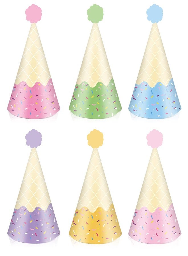Tevxj 24PCS Ice Cream Party Hats for Happy Birthday Party Supplies Colorful Paper Ice Cream Themed Cone Birthday Hats Decorations for Kids and Adults Baby Shower Bridal Shower Favor - Image 1