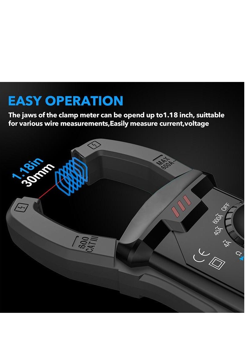 MESTEK Smart Digital Clamp Meter Tester 600A Current 600V AC/DC Voltage&Current Capacitance Resistance Continuity Measurement Data Hold Backlight NCV Live Wire Multimeter CM83A+(Black) - Image 5
