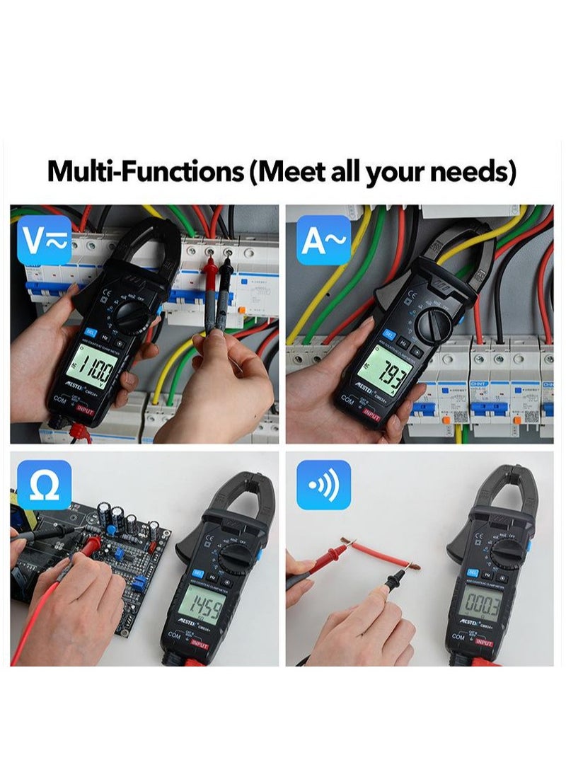 MESTEK Smart Digital Clamp Meter Tester 600A Current 600V AC/DC Voltage&Current Capacitance Resistance Continuity Measurement Data Hold Backlight NCV Live Wire Multimeter CM83A+(Black) - Image 4
