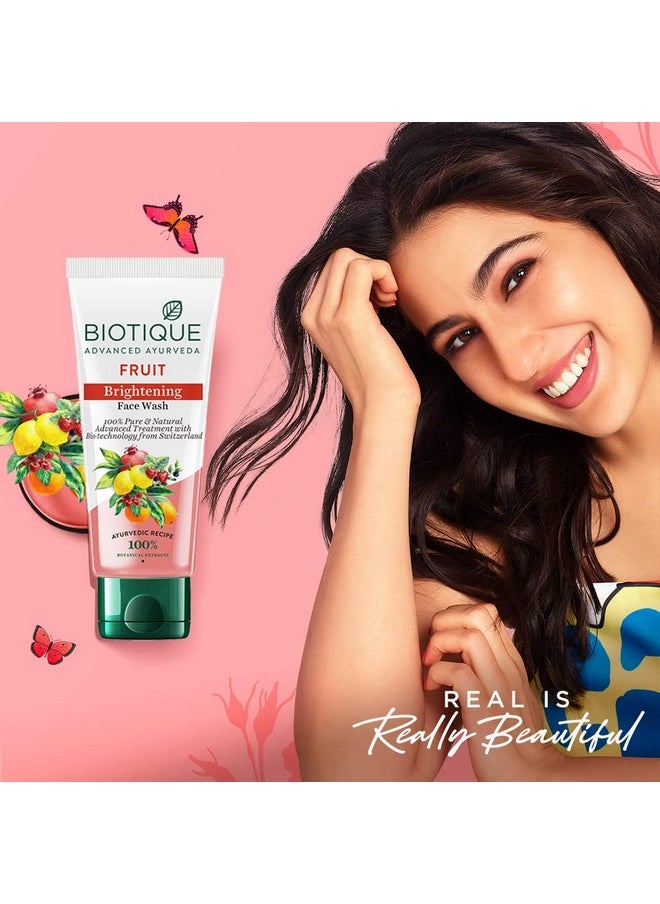 Biotique Fruit Brightening Face Wash Ayurvedic And Organically Pure Advanced Swiss Technology 100% Botanical Extracts Suitable For All Skin Types 150Ml  - Image 2