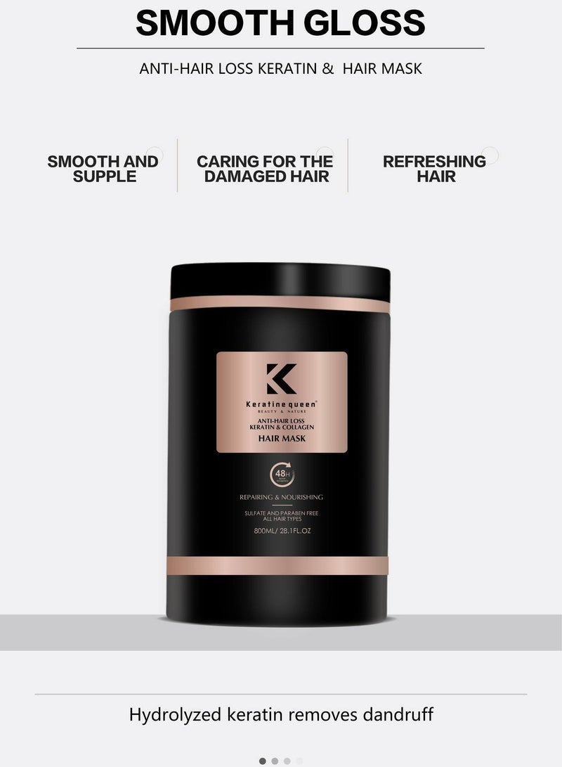 Anti-Hair Loss Keratin & Collagen Hair Mask For Repairing & Nourishing 800 ml