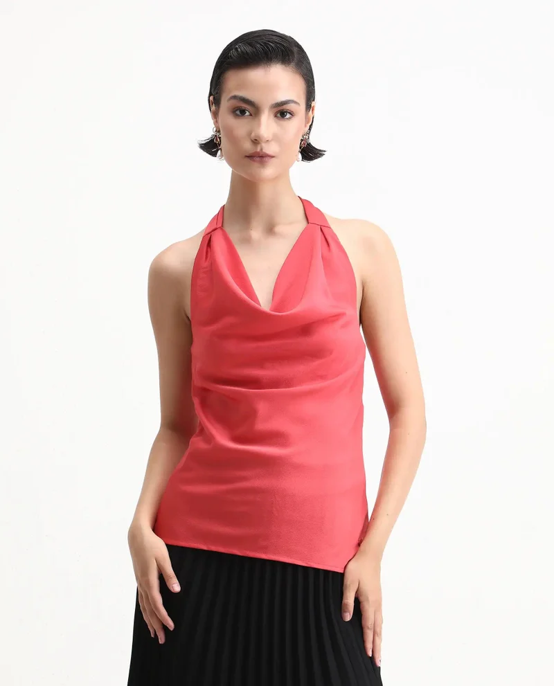 Rareism Women's Flowy Cowl Neck Top