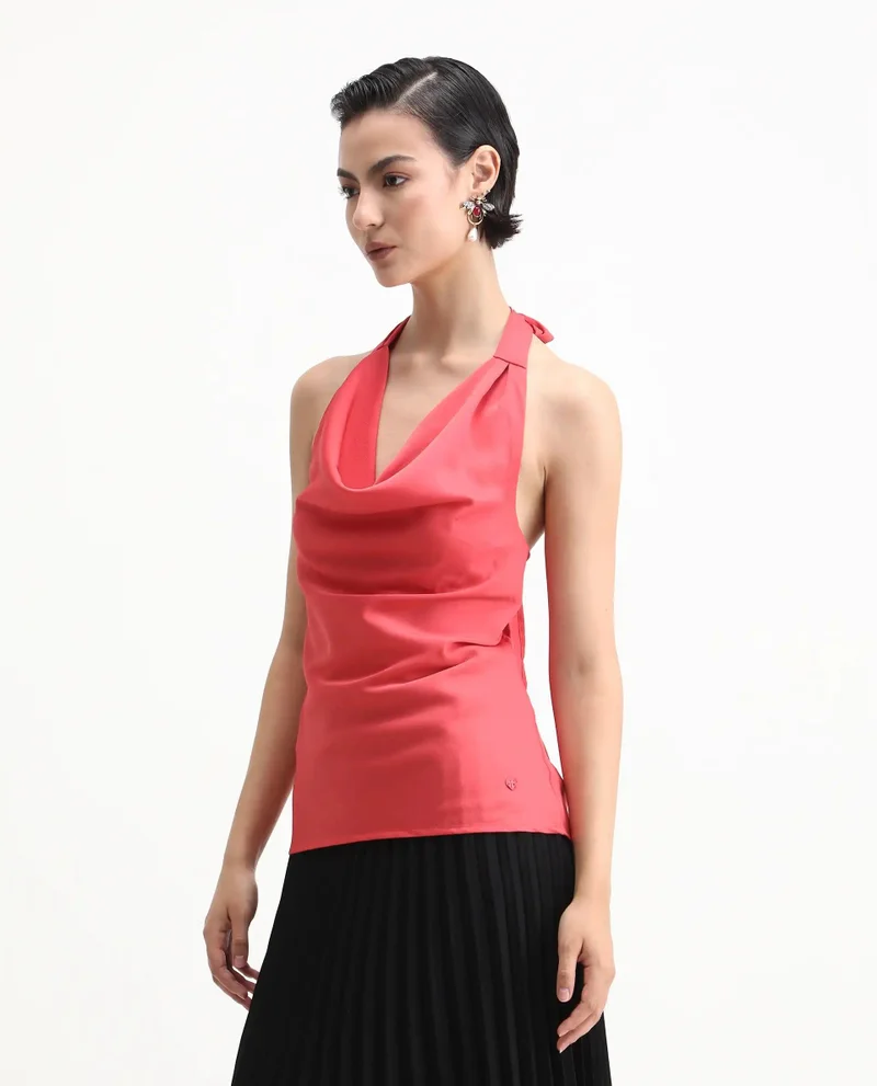 Rareism Women's Flowy Cowl Neck Top