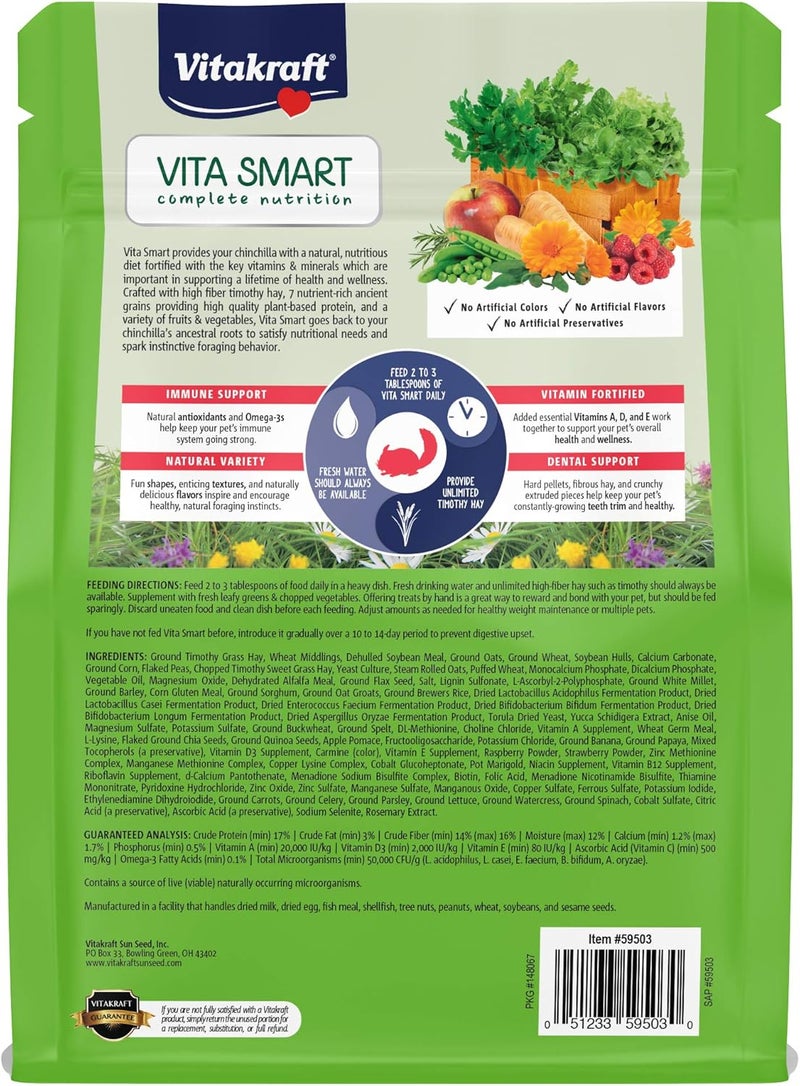Vita Smart Chinchilla Food - Vitamin-Fortified Complete Nutrition - Natural Forage Blend - Timothy Hay Pellets for Chinchillas - Image 2