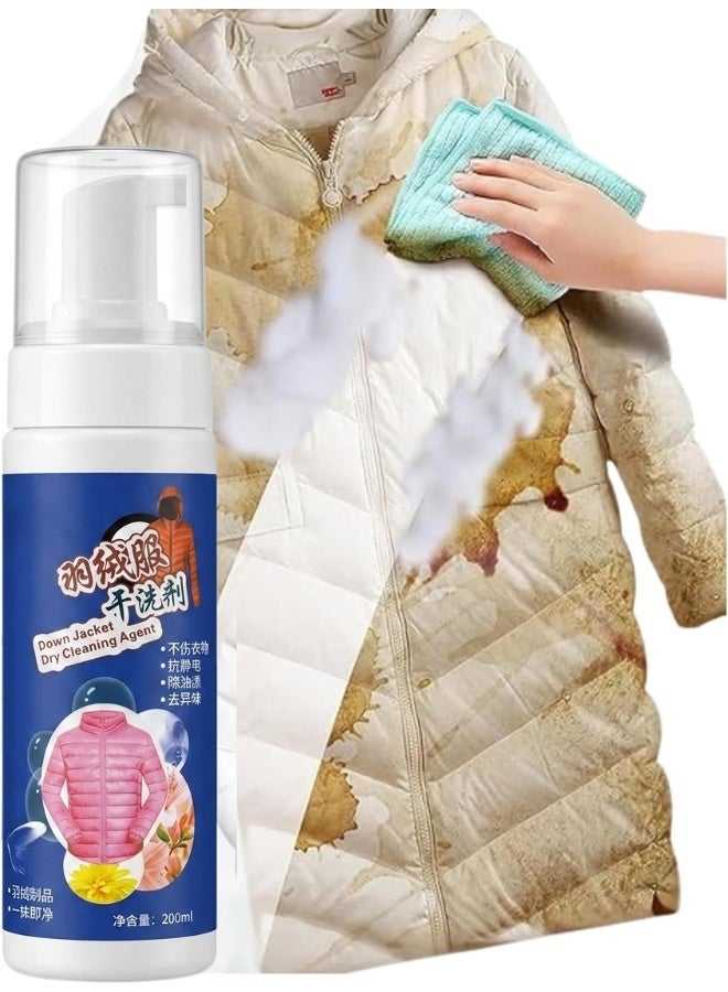 Down Jacket Dry Cleaning Foam Cleaner 200ml Waterless Stain Remover for Puffer Jackets Anti-Static Fabric Care - Image 4