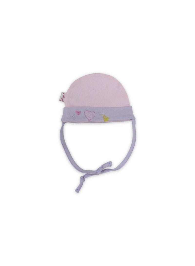 Baby Girls Cotton Beanie – Heart Embroidery - Image 1