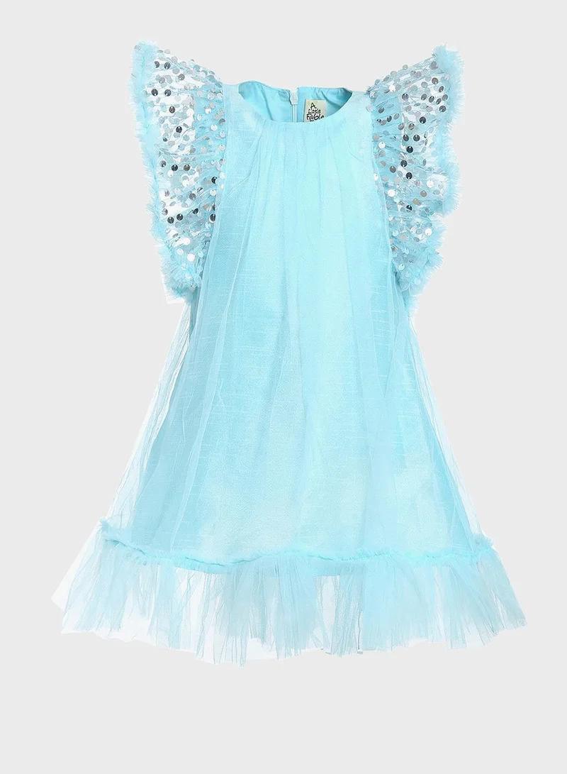 A Little Fable Kids Glitter Moon Dress