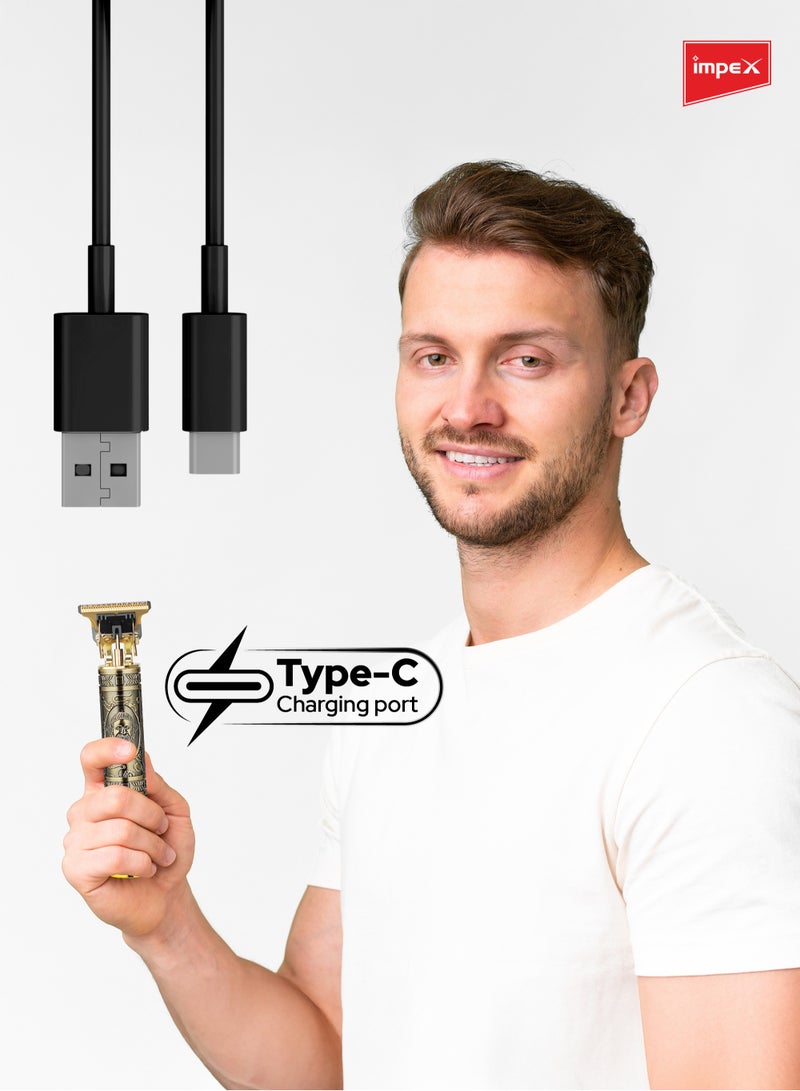 Impex Professional Hair Clipper with 7500RPM Trimmer Durable Motor, 4 Head Attachments (1.5, 2, 3, 4 mm), Type C Charging Port, Zinc Alloy Body, 800mAh Lithium Battery, 5W Power - IHC9 - Image 4