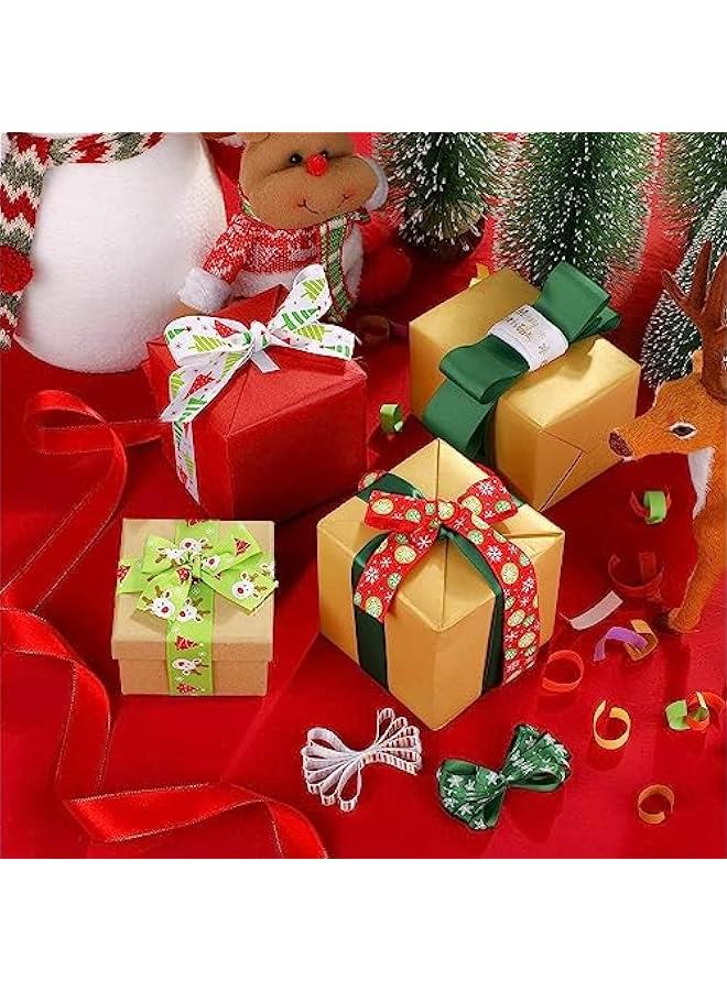 Ribbon 20 Yards (20x1yd) 3/8 - 1.5 Printed Snowflake  Trees Santa Clause Pattern - Image 2