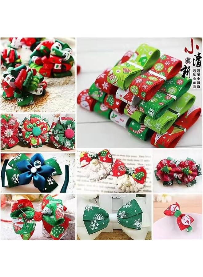 Ribbon 20 Yards (20x1yd) 3/8 - 1.5 Printed Snowflake  Trees Santa Clause Pattern - Image 5