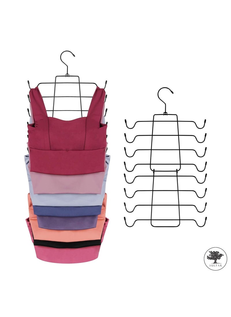 sulfar MS Tank Tops Hanger Bra Hangers, Space Saving Hanger Metal Folding Closet Organizer for Tank Tops, Cami, Bras, Bathing Suits, Belts, Ties (Black) Pack of 1  - Image 4