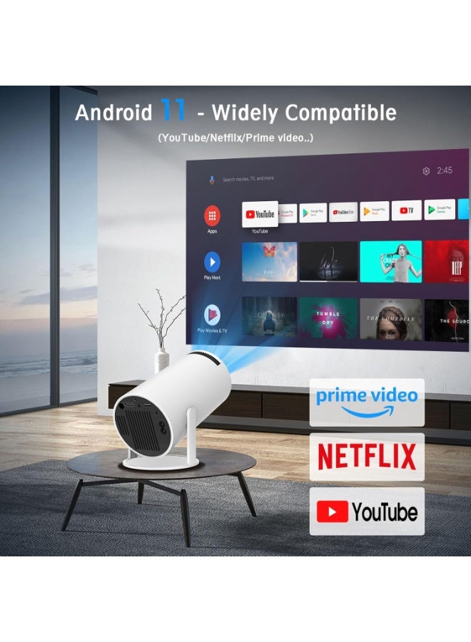 HY300 PRO Mini Portable Projector, Support 4K 1080P with Dual-Band WIFI6 5G Wireless 5.0 Bluetooth Android 11, 200 ANSI,180° Rotatable, Auto Keystone Correction, 35-130 Screen Video Projector - Image 2