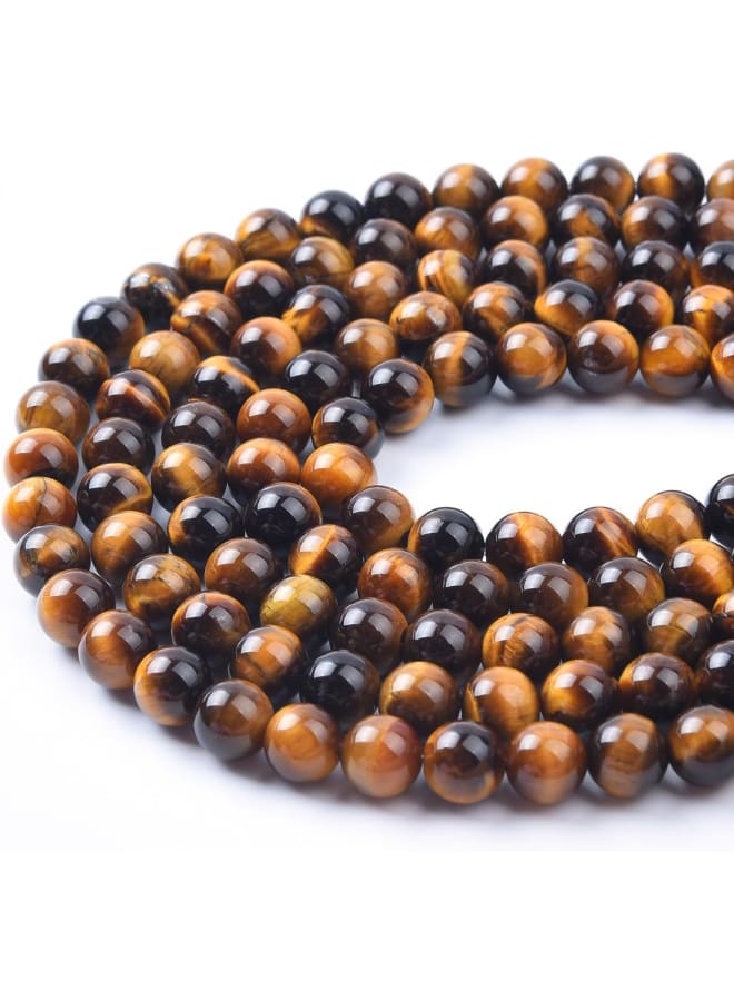 8 مللي متر خرز عين النمر الأصفر الطبيعي أحجار كريمة مستديرة خرز فضفاض لصنع المجوهرات (46-48 قطعة/حبلا)