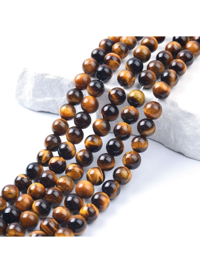 8 مللي متر خرز عين النمر الأصفر الطبيعي أحجار كريمة مستديرة خرز فضفاض لصنع المجوهرات (46-48 قطعة/حبلا)