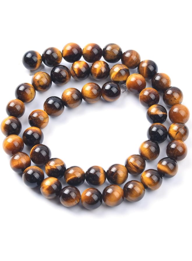 8 مللي متر خرز عين النمر الأصفر الطبيعي أحجار كريمة مستديرة خرز فضفاض لصنع المجوهرات (46-48 قطعة/حبلا)