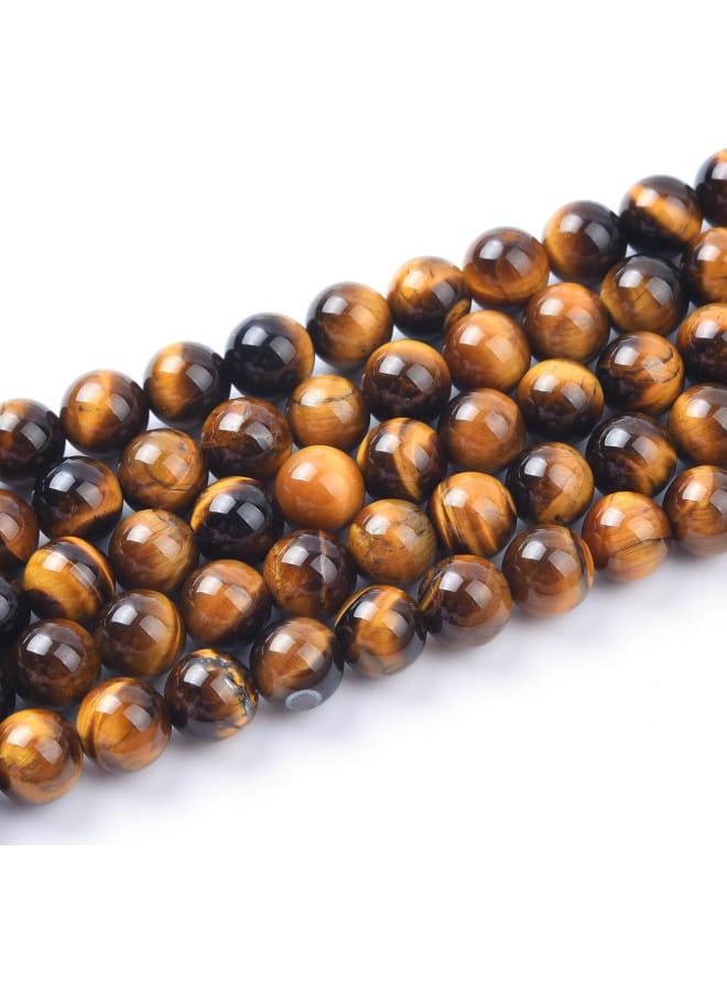 8 مللي متر خرز عين النمر الأصفر الطبيعي أحجار كريمة مستديرة خرز فضفاض لصنع المجوهرات (46-48 قطعة/حبلا)