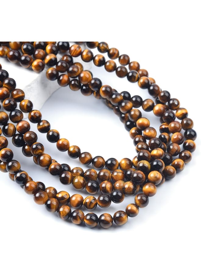 8 مللي متر خرز عين النمر الأصفر الطبيعي أحجار كريمة مستديرة خرز فضفاض لصنع المجوهرات (46-48 قطعة/حبلا)