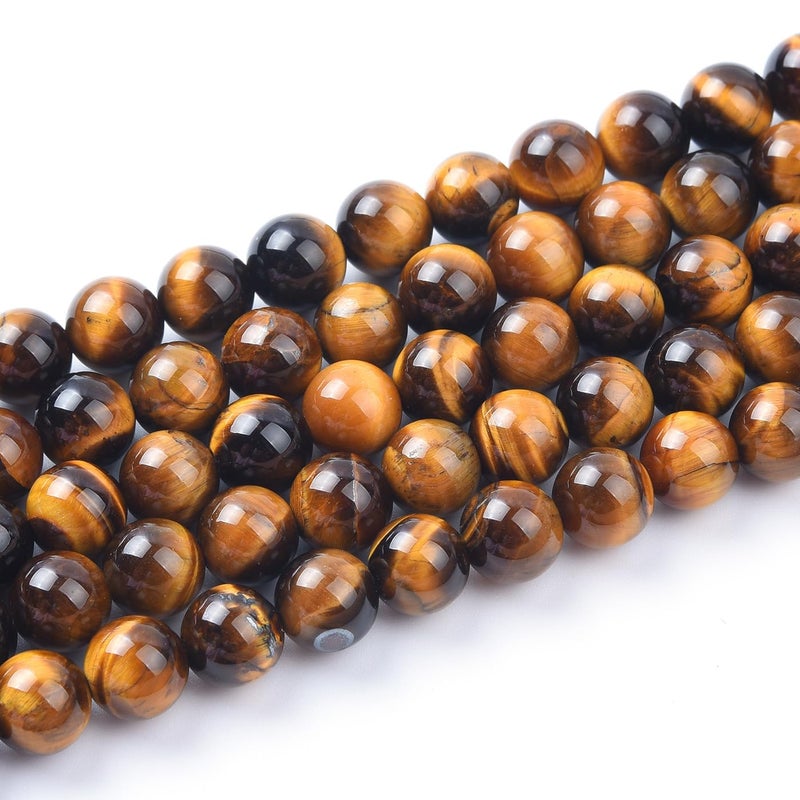 LIFAVOVY 8mm Natural Yellow Tiger Eye Beads Round Gemstone Loose Beads for Jewelry Making (46-48pcs/strand) - Image 1