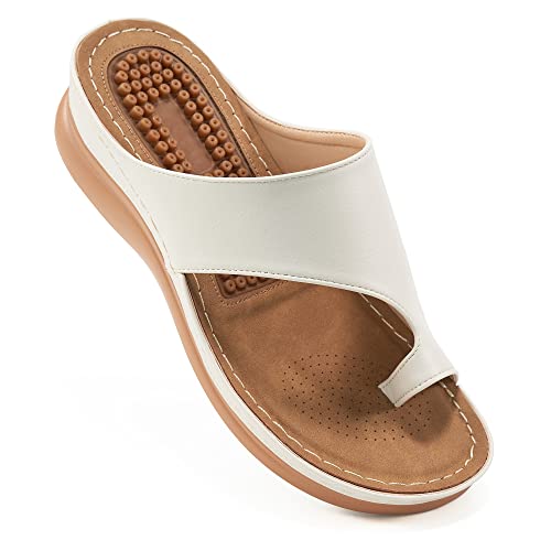 Aomigoct Sandals for Women Wedge Shoes: Comfortable Orthopedic Sandals Womens Dressy Summer Flip Flops Casual Walking Wedges - Image 1