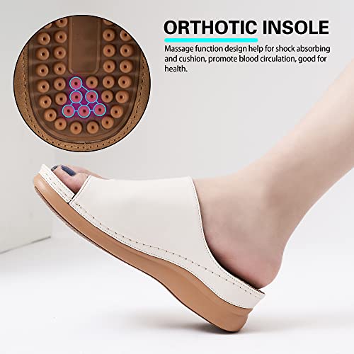 Aomigoct Sandals for Women Wedge Shoes: Comfortable Orthopedic Sandals Womens Dressy Summer Flip Flops Casual Walking Wedges - Image 4