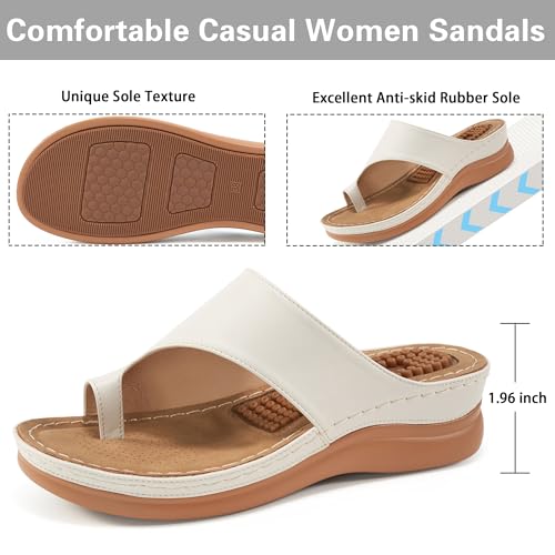 Aomigoct Sandals for Women Wedge Shoes: Comfortable Orthopedic Sandals Womens Dressy Summer Flip Flops Casual Walking Wedges - Image 3