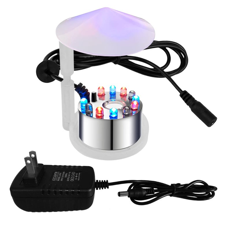 PULACO Mist Maker 12 LED Mister Fogger Water Fountain Pond Fog Machine Atomizer Air Humidifier Indoor Fountain Mister Foggers Perfect for Halloween