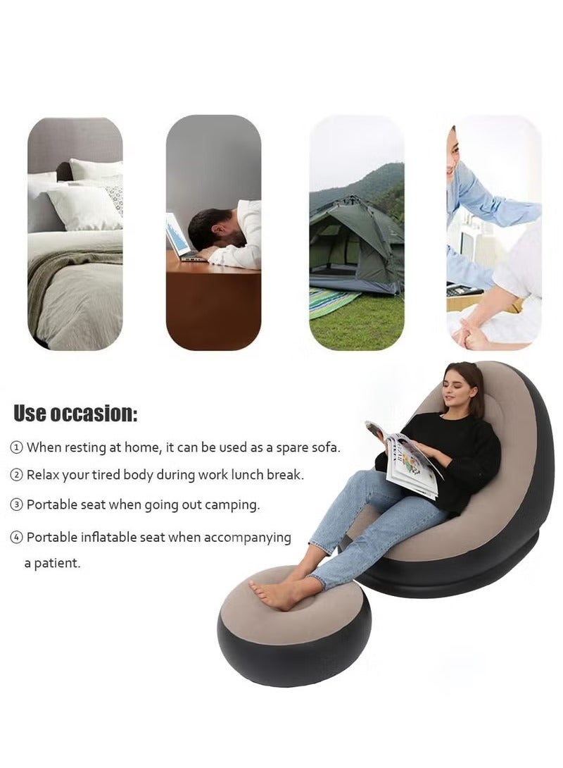 Generic 2 Pack Foldable Portable Inflatable Bean Bag Chair, Lazy Sofa, Inflatable Couch, Inflatable Sofa, Inflatable Seat, Air Furniture Set with Footrest, Air Pump for Indoor, outdoor  - Image 4