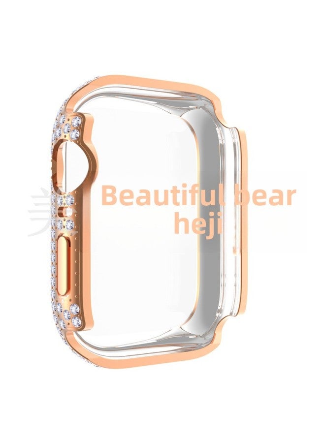 Applicable To For Apple For Apple Watch7/8 Generation Full Diamond Integrated Shell Electroplating Pc Full Diamond + Tempered Film Integrated Case-Color:Silver-full Diamond Integrated-Appearance Size:41mm - Image 5