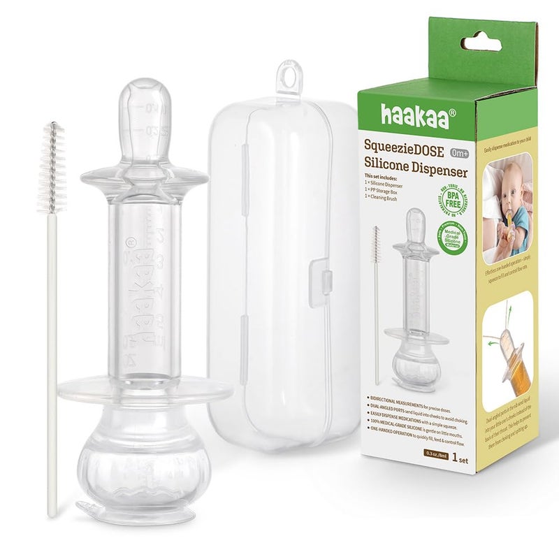 Haakaa SqueezieDOSE Silicone Liquid Dispenser (8ml) â€“ Multi-Purpose Baby Feeding Syringe/Liquid Medicine Dispenser â€“ Accurate Dosing for Kidsâ€™ Medication 0 Month + - Image 1