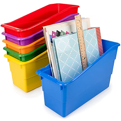 Really Good Stuff-163319 Durable Magazine, Book, Folder, File and Binder Holders – Ideal for Narrow or Vertical Storage Needs– Instantly Color Code Home Classroom –Assorted Primary Colors(Set of 6) - Image 3