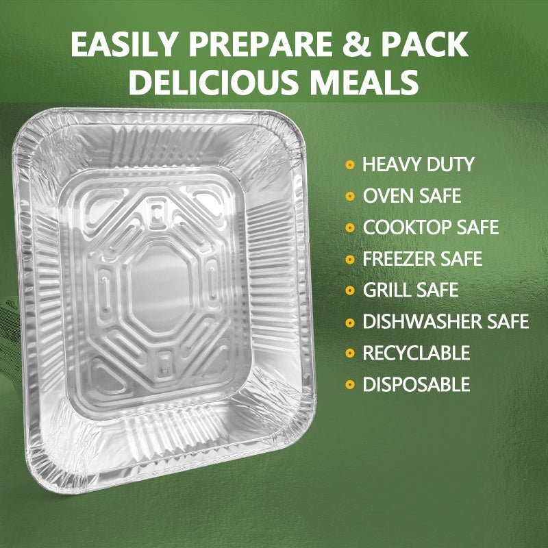 Demiwise Thickened 10 Pack Heavy Duty Aluminum Pans, 9x13 Aluminum Foil Pans Disposable, Half Size Steam Table Foil Baking Tray for Cooking, Baking, Roasting & Chafing, Carton Packaging - Image 5