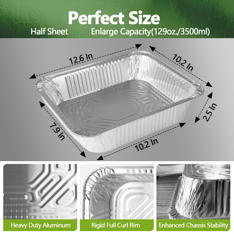 Demiwise Thickened 10 Pack Heavy Duty Aluminum Pans, 9x13 Aluminum Foil Pans Disposable, Half Size Steam Table Foil Baking Tray for Cooking, Baking, Roasting & Chafing, Carton Packaging - Image 3