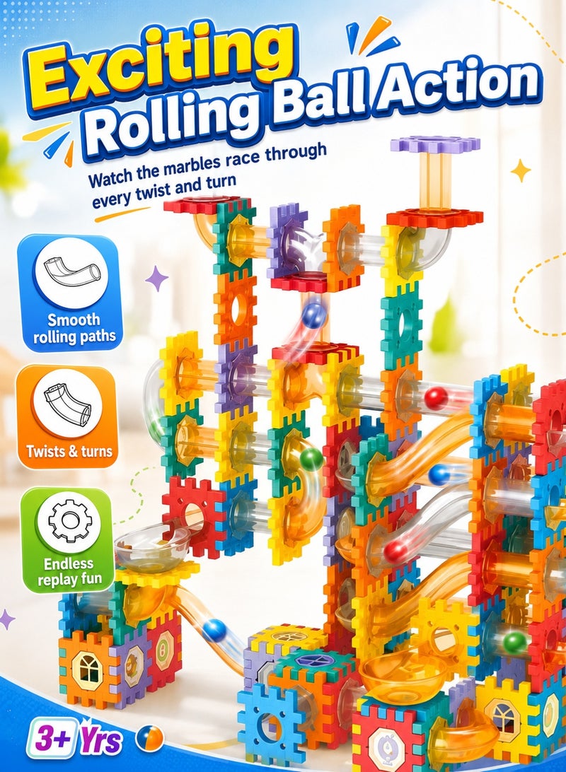 UV Enterprises 125 PCS Pipeline Rolling Ball Building Blocks Set for Kids | Construction Blocks Ball Track | Educational Learning Toy | Interactive Preschool Activity Game 3+ Year Kids Engineering Toy for Brain Development - Image 2