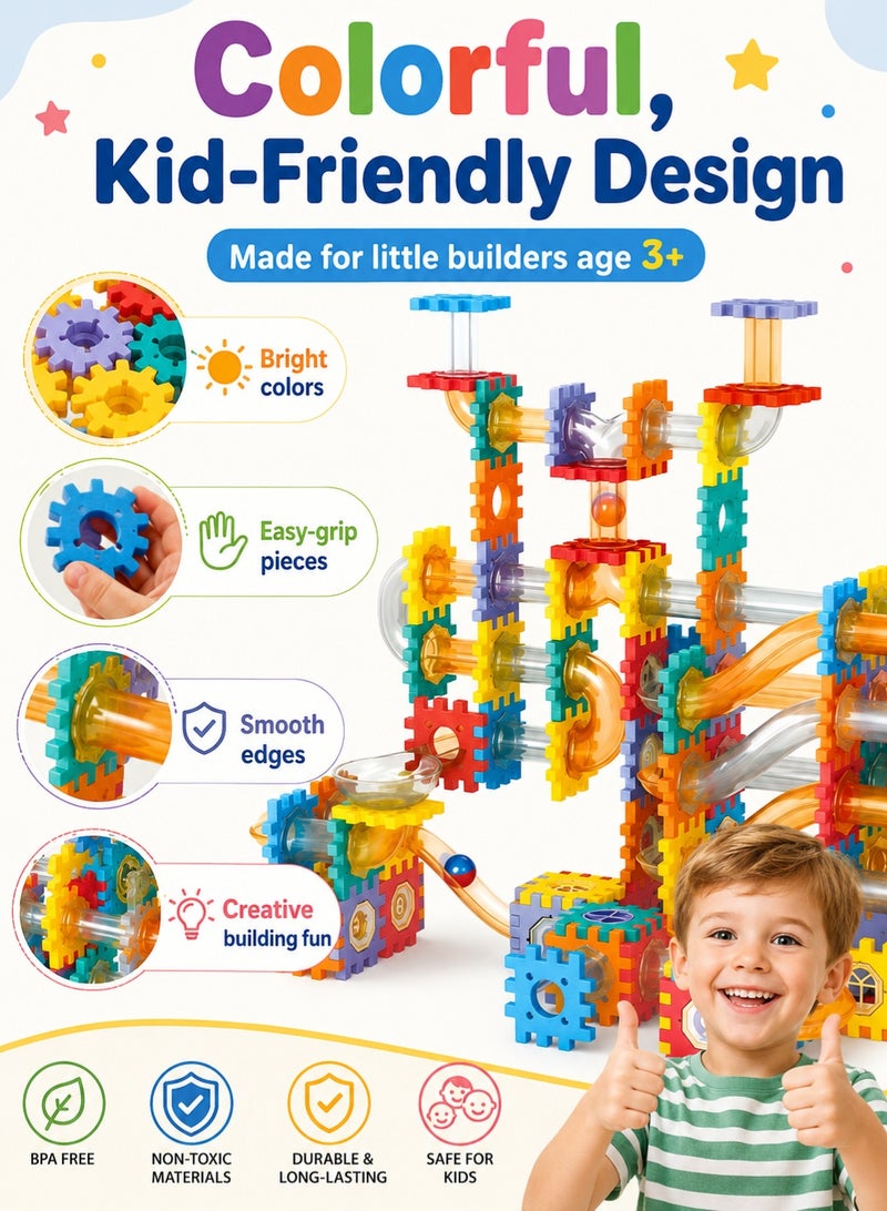 UV Enterprises 125 PCS Pipeline Rolling Ball Building Blocks Set for Kids | Construction Blocks Ball Track | Educational Learning Toy | Interactive Preschool Activity Game 3+ Year Kids Engineering Toy for Brain Development - Image 4
