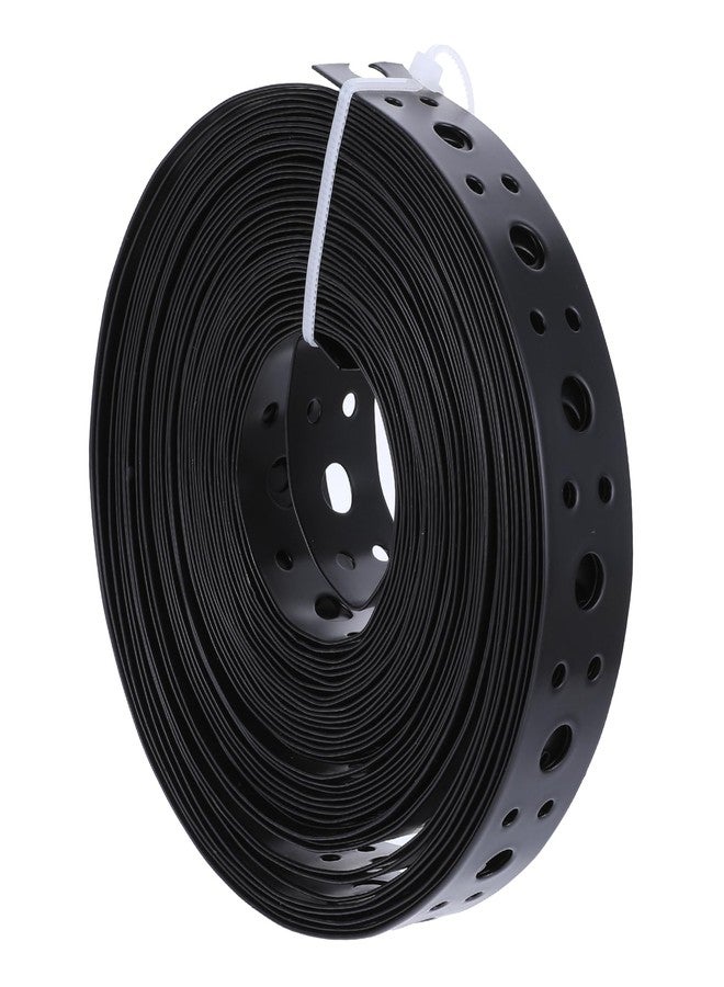 EupHHonycs Metal Strap 1-Inch x 33FT 0.6mm Bendable Pipe Hanger Thin Metal Strapping with Holes Plumbers Strap Flexible Trimming for Pipe Supports Hanging, Black - Image 1