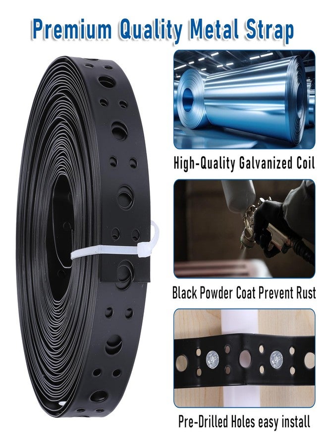 EupHHonycs Metal Strap 1-Inch x 33FT 0.6mm Bendable Pipe Hanger Thin Metal Strapping with Holes Plumbers Strap Flexible Trimming for Pipe Supports Hanging, Black - Image 5
