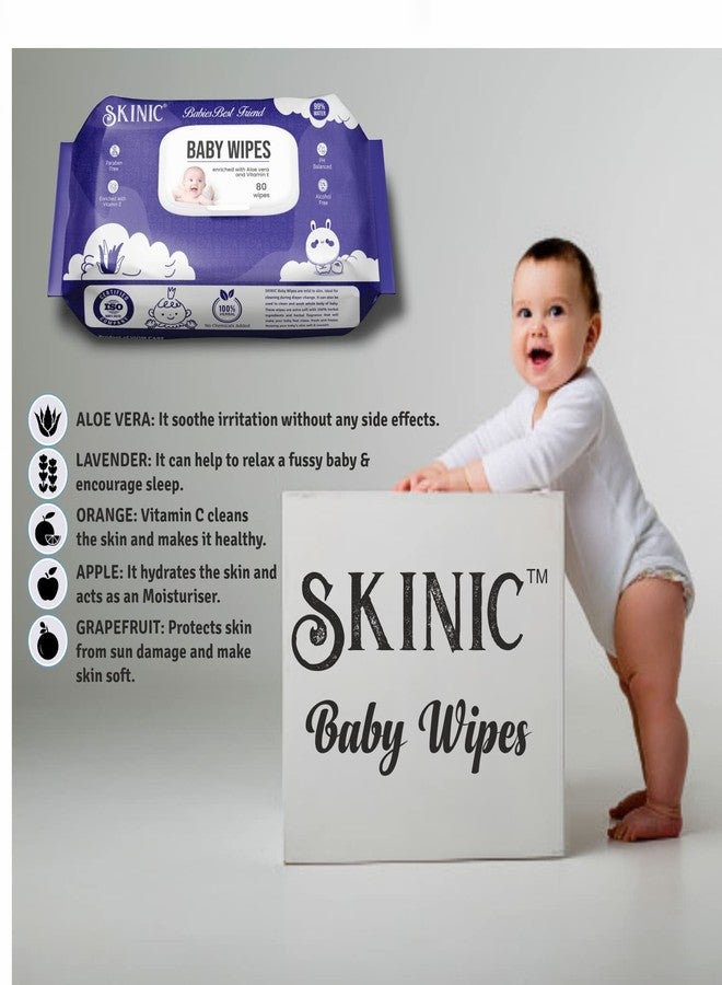 SKINIC مناديل سكينيك العشبية للأطفال | خالية من الكحول والبارابين | مناديل لطيفة وخالية من المواد الكيميائية للبشرة الحساسة (80 منديل) (عبوة من 3 قطع) - Image 4