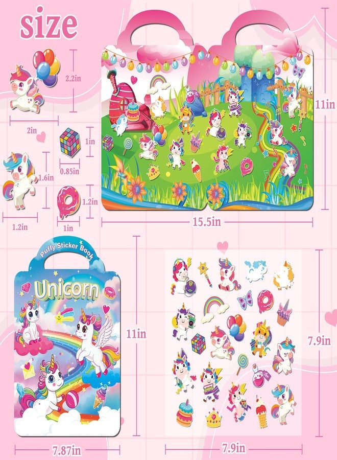 Kalysky 6 Set Puffy Reusable Sticker Books for Kids 2-4,3D Sticker Books for Toddlers 1-3,Travel Activity Books 6 Themes Princess+Unicorn+Mermaid+Ballet+Fariy+Fashion Girl Stickers for Girls - Image 3