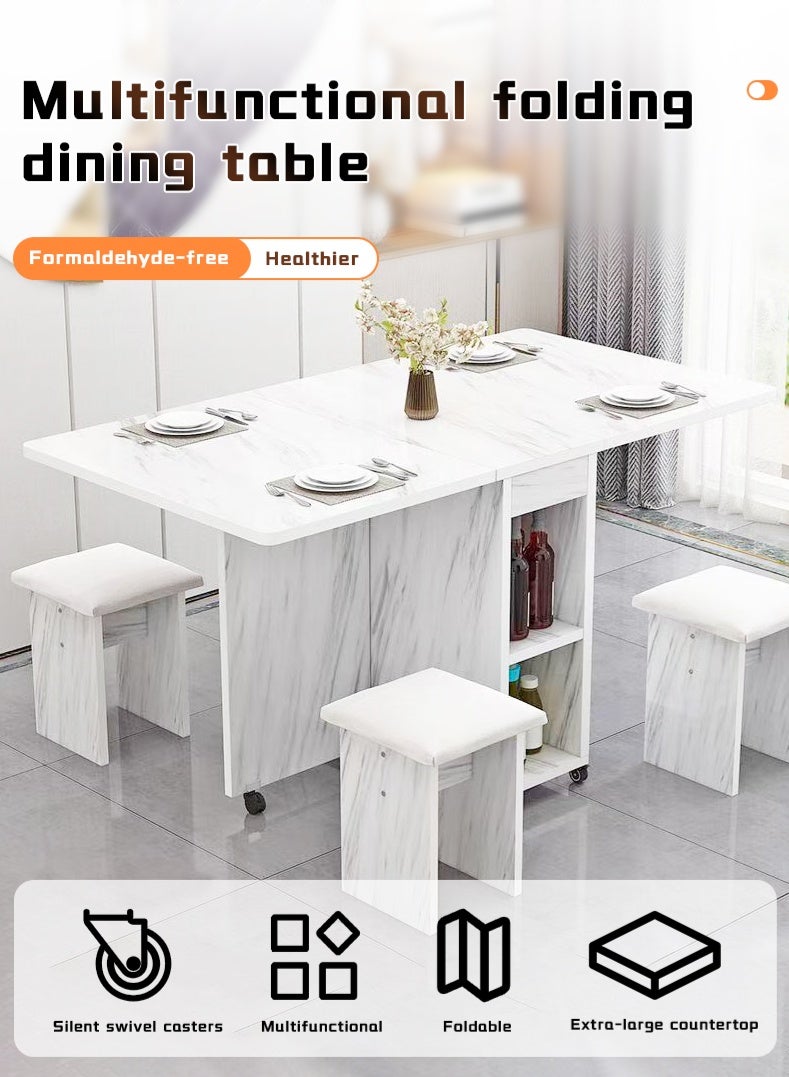 Generic Folding Dining Table Dining Table Removable Folding Dining Table Dining Table Set For 4 Space Saving Dining Table For Tight Spaces With 4 Chairs White Black  - Image 2