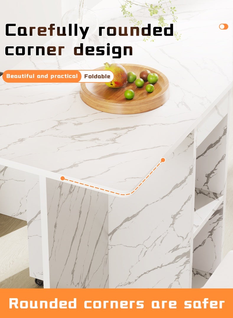 Generic Folding Dining Table Dining Table Removable Folding Dining Table Dining Table Set For 4 Space Saving Dining Table For Tight Spaces With 4 Chairs White Black  - Image 3