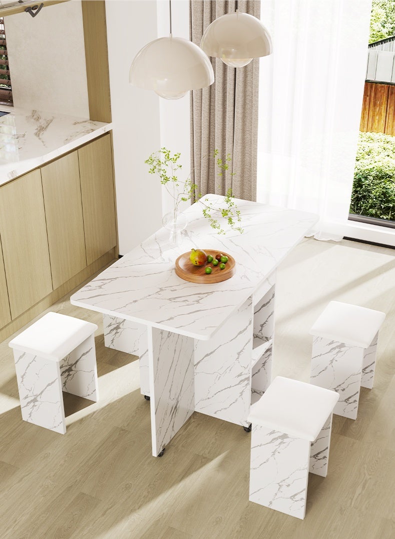 Generic Folding Dining Table Dining Table Removable Folding Dining Table Dining Table Set For 4 Space Saving Dining Table For Tight Spaces With 4 Chairs White Black  - Image 1