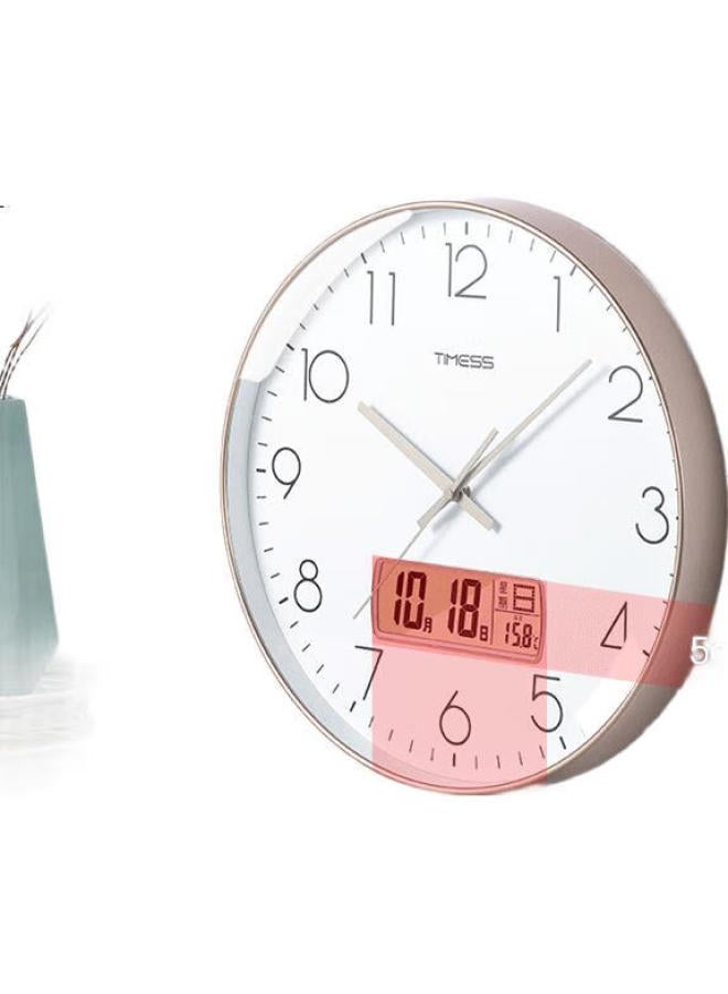 TIMESS Radio-Controlled Automatic Timekeeping Wall Clock Living Room Clock New Temperature Calendar Clock Wall-Mounted 36Cm - Image 2