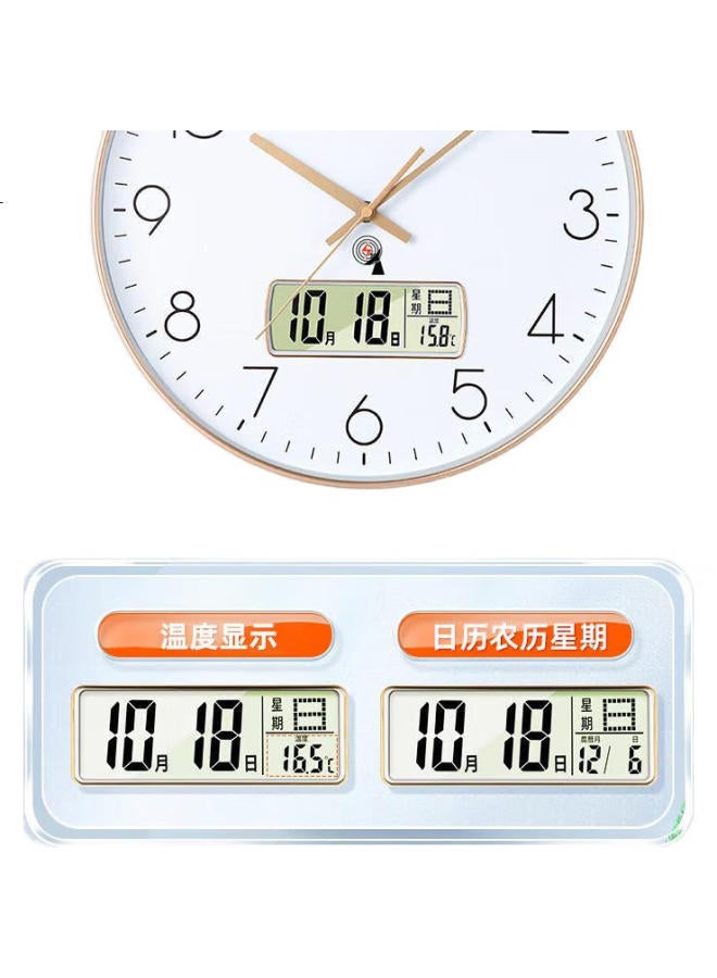 TIMESS Radio-Controlled Automatic Timekeeping Wall Clock Living Room Clock New Temperature Calendar Clock Wall-Mounted 36Cm - Image 3