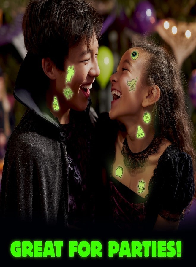 SAVVi Glow in the Dark Ghost Temporary Tattoos - 50 Pack Halloween Tattoos for Kids, Spooky Party Favors, Non-Toxic & Easy to Apply, Fun Trick-or-Treat Handouts - Image 3