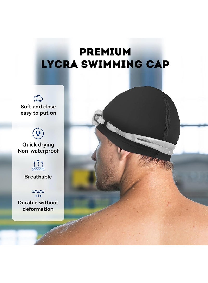 Swim Cap Soft Comfortable Waterproof  Swimming Caps High Elasticity Universal PU Bathing Cap for Adults Children's Kids Black/Blue - Image 3