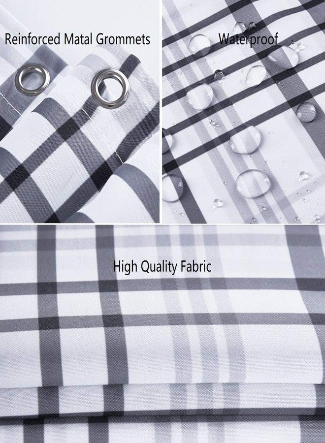 YOSTEV Plaid Grey Bathroom Fabric Shower Curtain with Hooks,Decorative Bathroom Accessories,Water Proof,Reinforced Metal Grommets 72x72 inches - Image 3