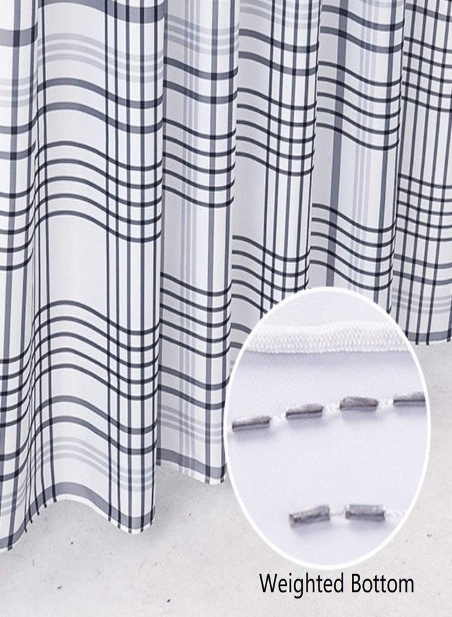 YOSTEV Plaid Grey Bathroom Fabric Shower Curtain with Hooks,Decorative Bathroom Accessories,Water Proof,Reinforced Metal Grommets 72x72 inches - Image 4